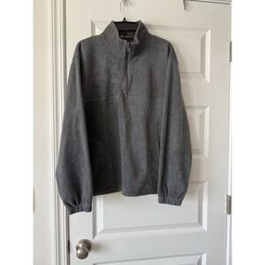 Harriton Men's Large Fleece Jacket Long Sleeve Gray Quarter Zip Size M